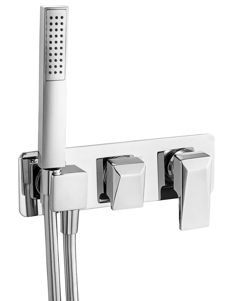 Monomando empotrar horizontal 3 vías con soporte, sin mango ducha