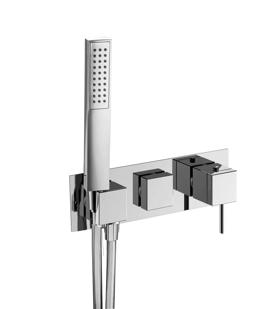 Termostato empotrar horizontal 3 vías con soporte, sin mango ducha
