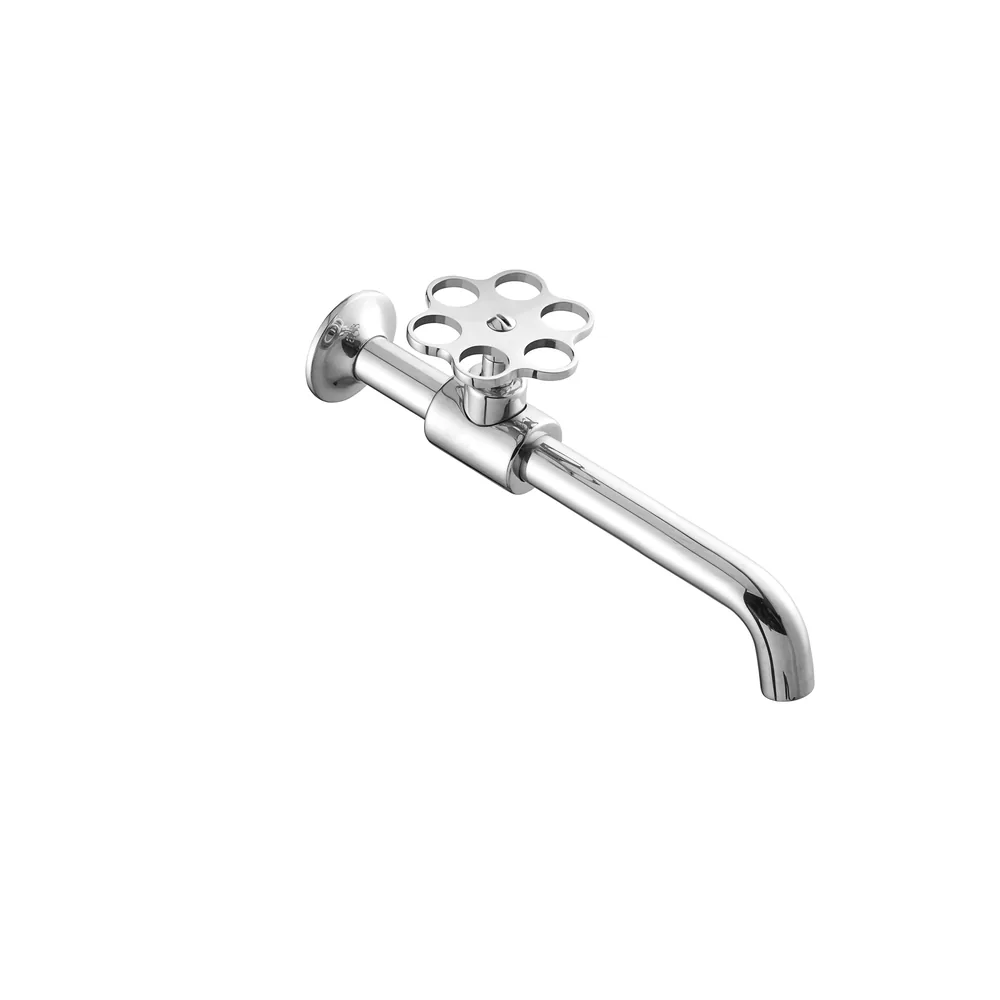 Grifo frontal caño 210mm 1 agua, volante flor latón