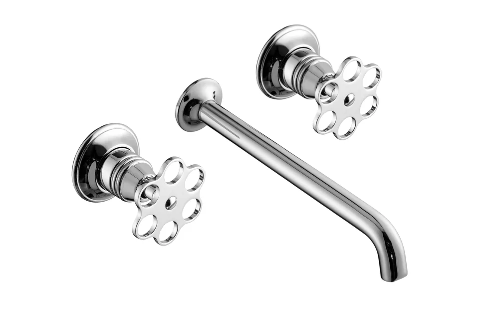 Grupo lavabo empotrar, volante flor latón