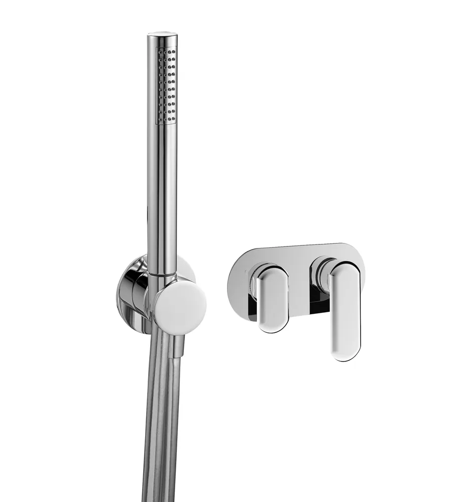 Monomando empotrar horizontal, 2 vías con toma agua sin mango ducha