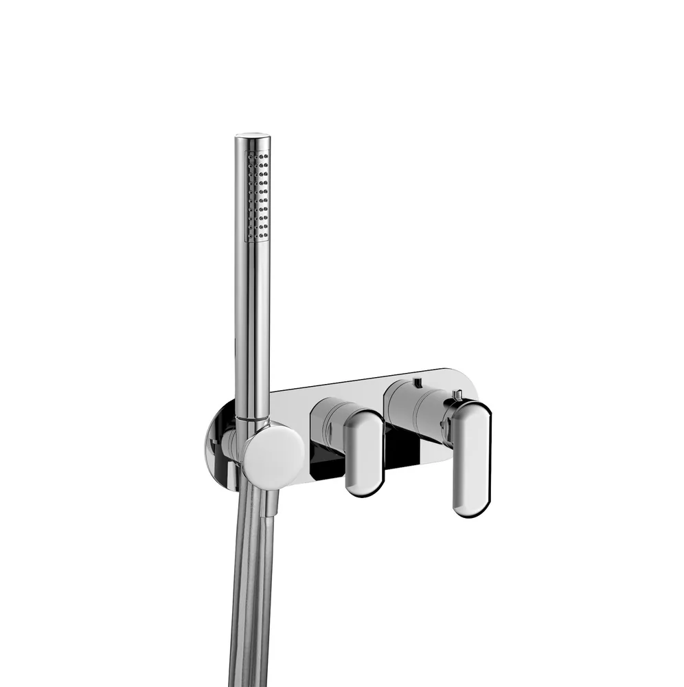 Termostato empotrar horizontal, 2 vías con soporte sin mango ducha