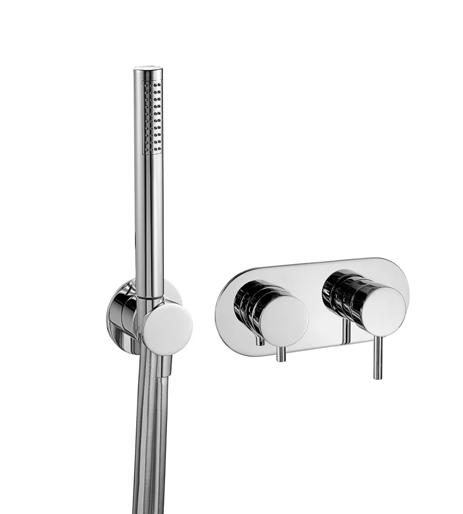 Monomando empotrar horizontal, 3 vías con toma agua