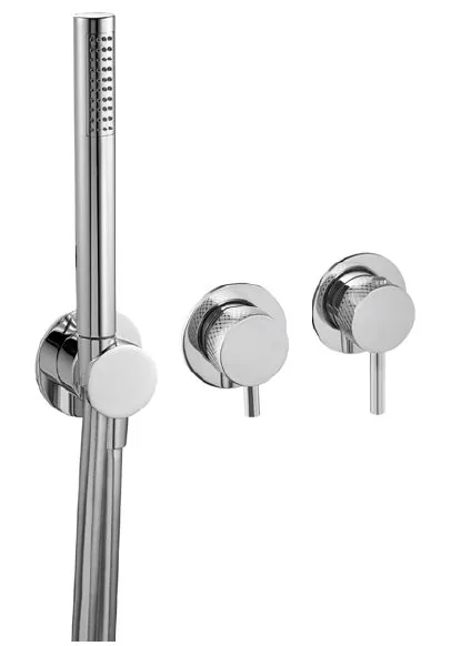 Termostato empotrar horizontal 2 vías con toma de agua separada, volante Crystal