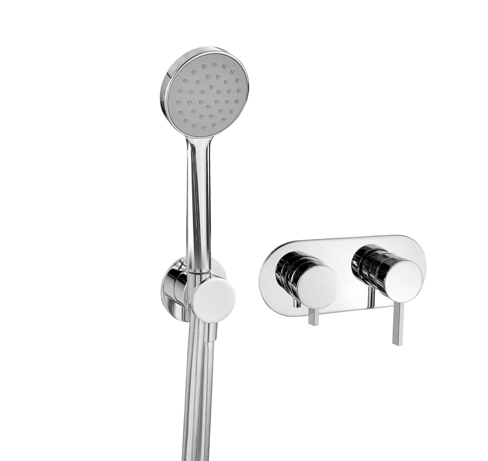 Monomando empotrar horizontal 3 vías con toma de agua separada, sin mango ducha
