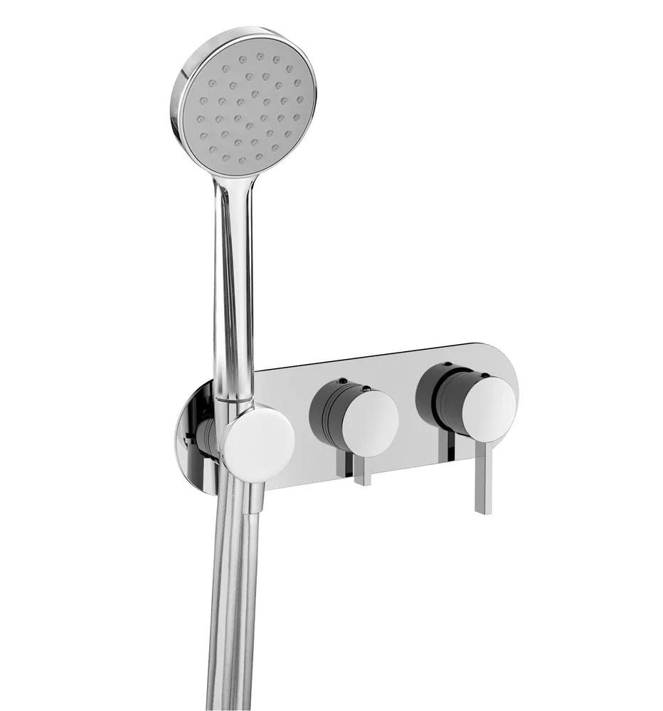 Monomando empotrar horizontal 3 vías con soporte, sin mango ducha
