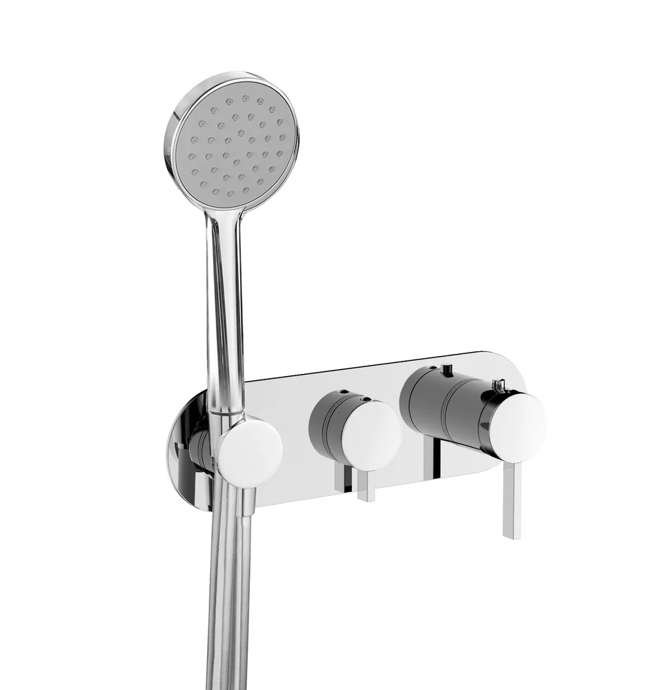Termostato empotrar horizontal 2 vías con soporte, sin mango ducha