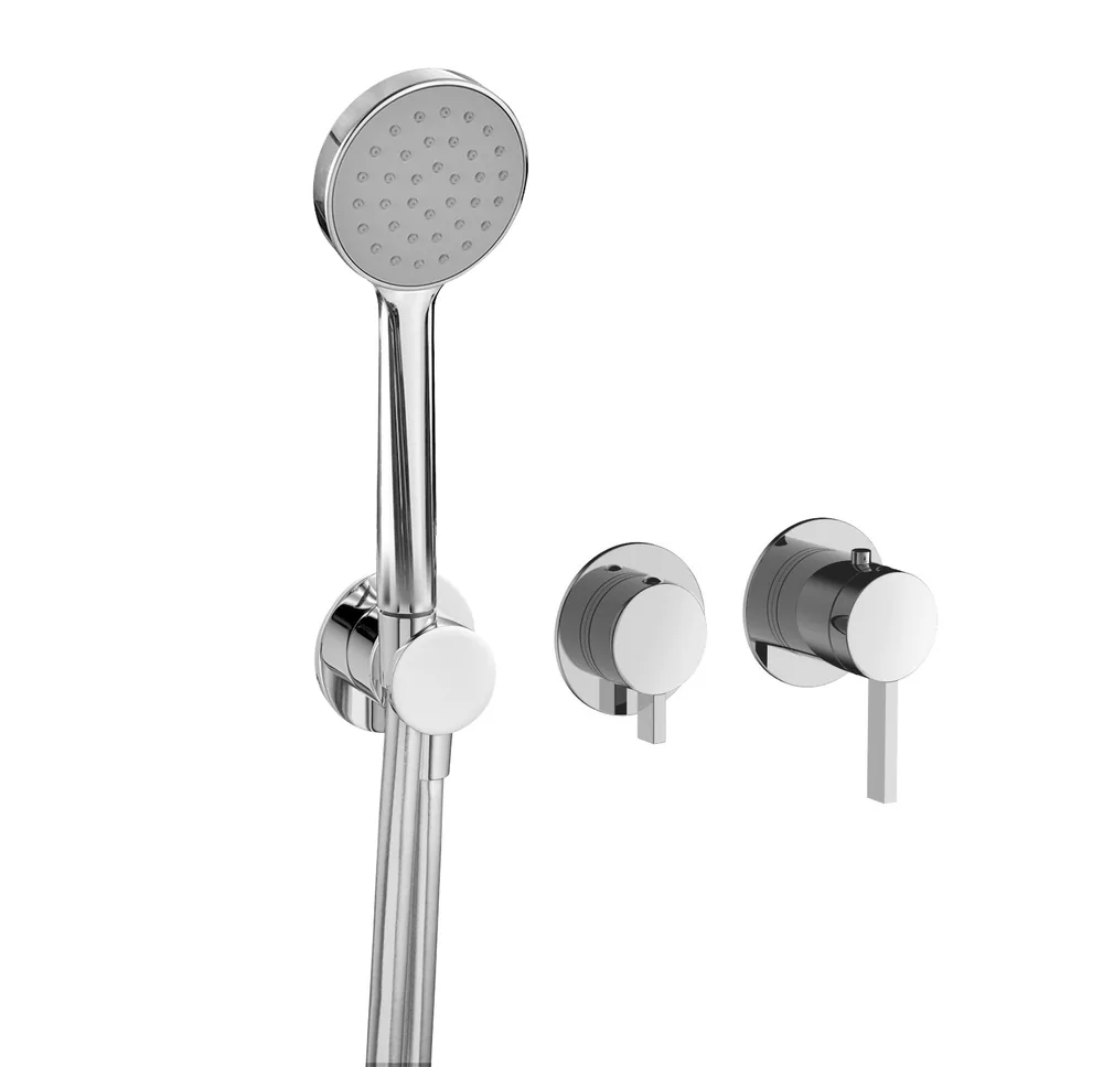 Termostato empotrar horizontal 2 vías con soporte, con mango ducha