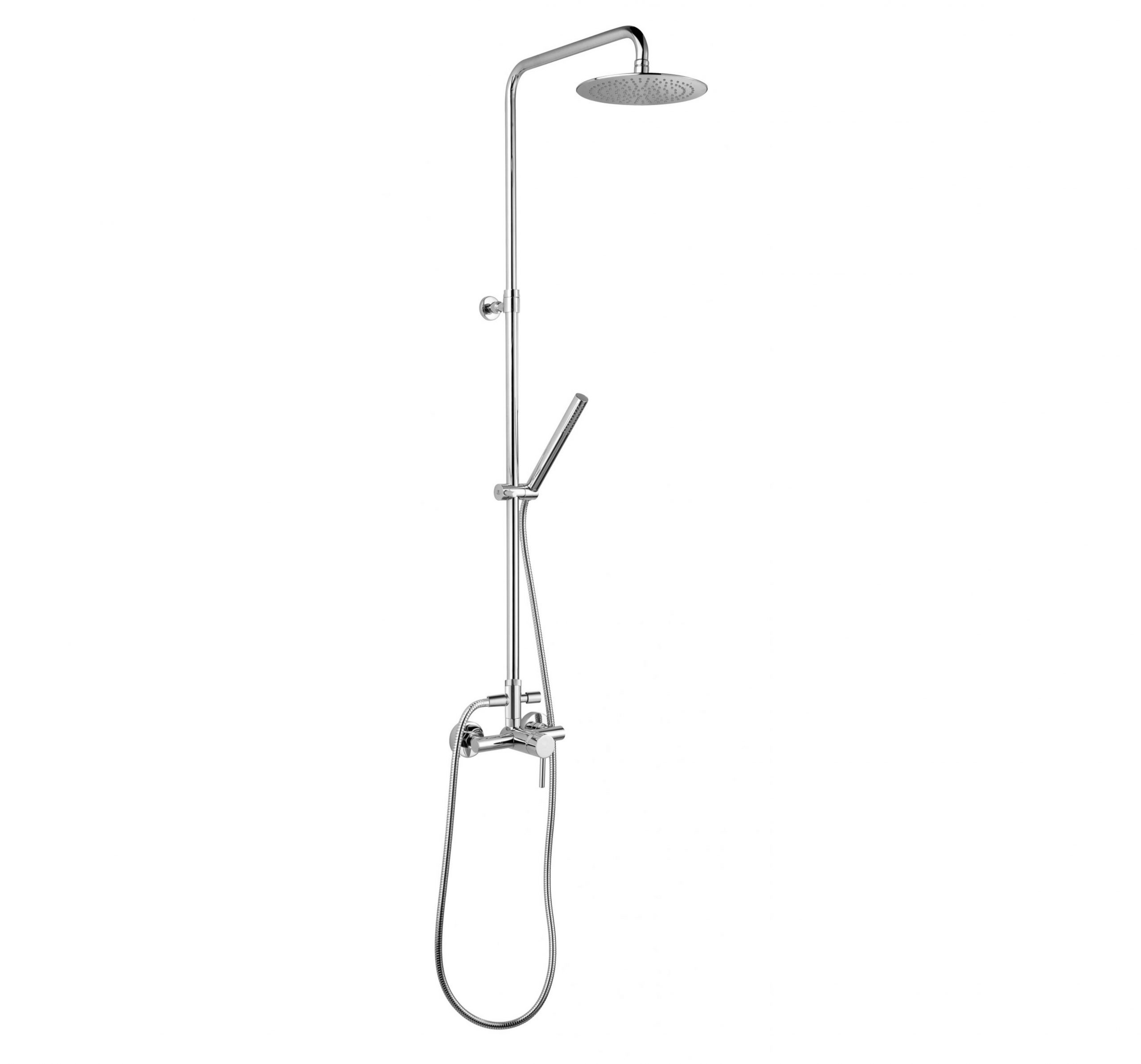 Monomando ducha exterior brazo recto, rociador 200 mm ABS